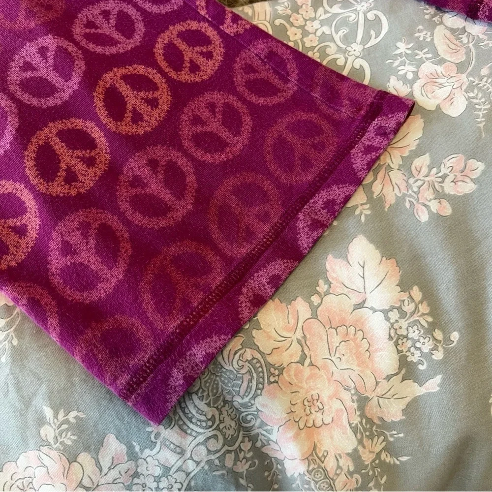 Y2K OLD NAVY Pink Purple Peace Sign Stretch Cotton Pajama Bottoms Loungewear XS